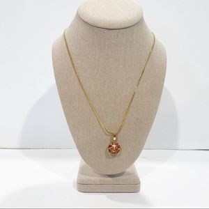 VALENTINO Faux Fur Gold Crystal Necklace